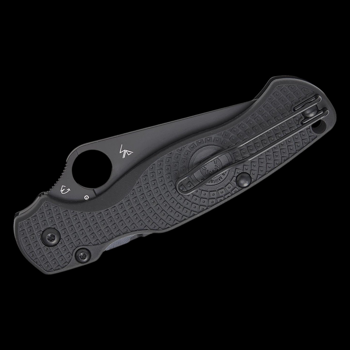Spyderco Paramilitary 2 Lightweight Compression Lock Folding Knife 3.47" CTS-BD1N Black DLC Plain Blade, Black FRN Handles, Reversible Wire Clip - C81PBBK2