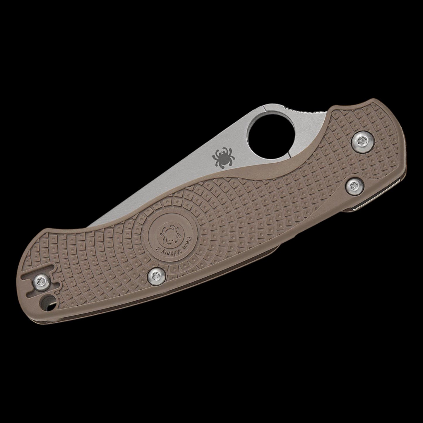 Spyderco Paramilitary 2 Lightweight Sprint Run Compression Lock Folding Knife 3.47" CPM-15V Stonewashed Plain Blade, Brown FRN Handles, Reversible Wire Clip - C81PBN15V2