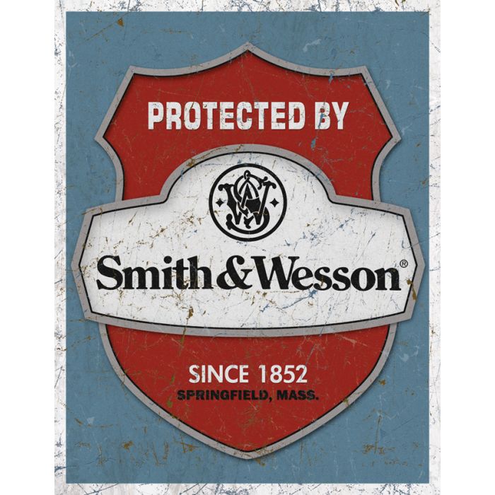 Protected by Smith & Wesson Metal Sign 12 1/2