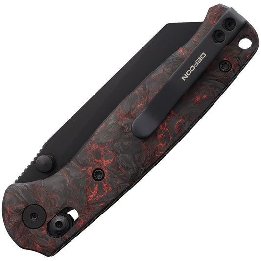 DEFCON TD024- ARTIFACT- Red / Black Carbon Fiber Handle Axis Lock Folder