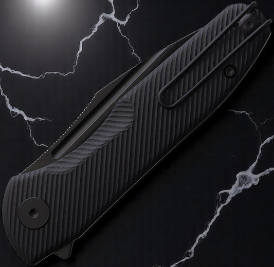 Trivisa Antliae-03B Liner Lock Folding Knife 3.26" 14C28N Steel Black G10 Handle