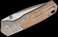 Vosteed Knives TuffKnives Psyop 299 Top Liner Lock Folding Knife 2.99" S35VN Stonewashed Drop Point Blade, Natural Norplex UltreX Micarta Handles with Titanium Bolsters, Button Lock - A2232