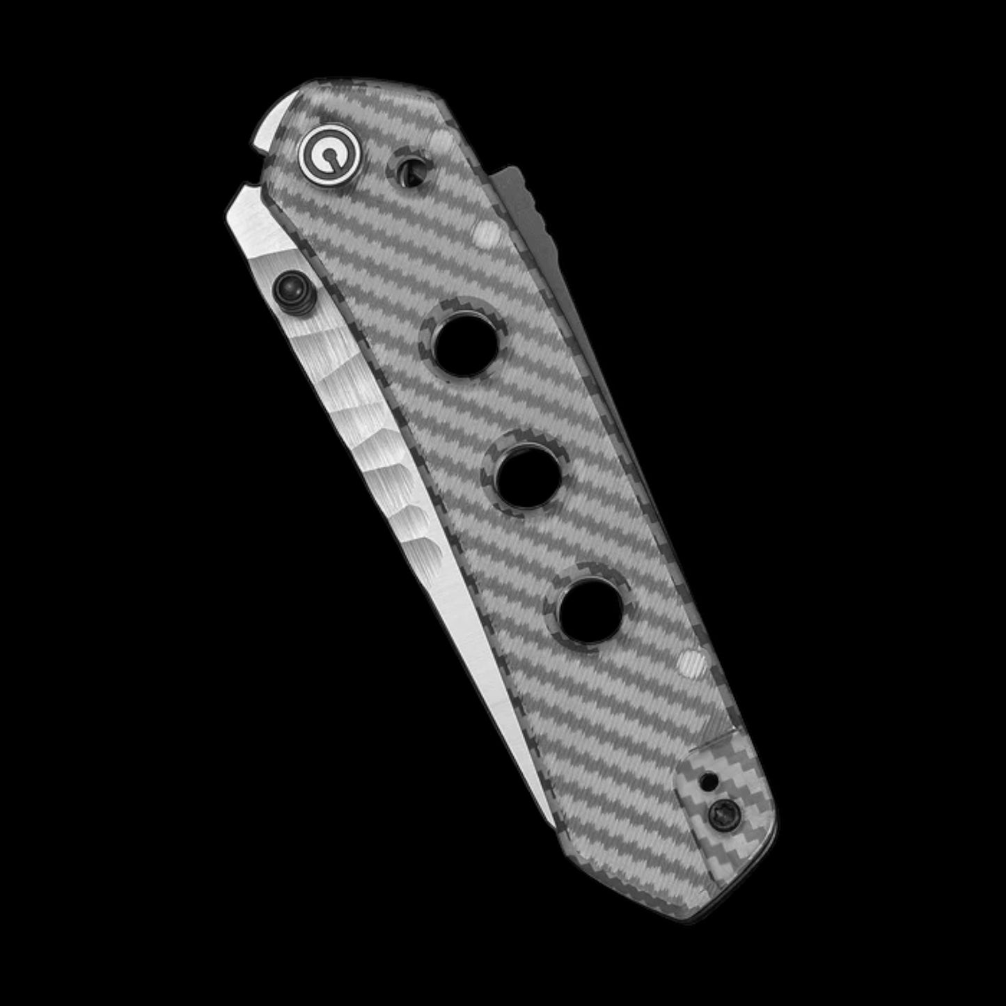 CIVIVI Vision FG Thumb Stud & Superlock Knife Polished Clear Lexan Handle (3.54" Satin Finished Nitro-V Blade With Rock-Grind Pattern) C22036-8