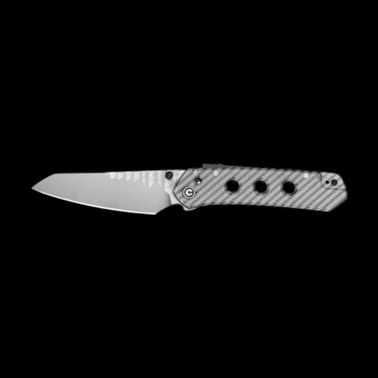 CIVIVI Vision FG Thumb Stud & Superlock Knife Polished Clear Lexan Handle (3.54" Satin Finished Nitro-V Blade With Rock-Grind Pattern) C22036-8