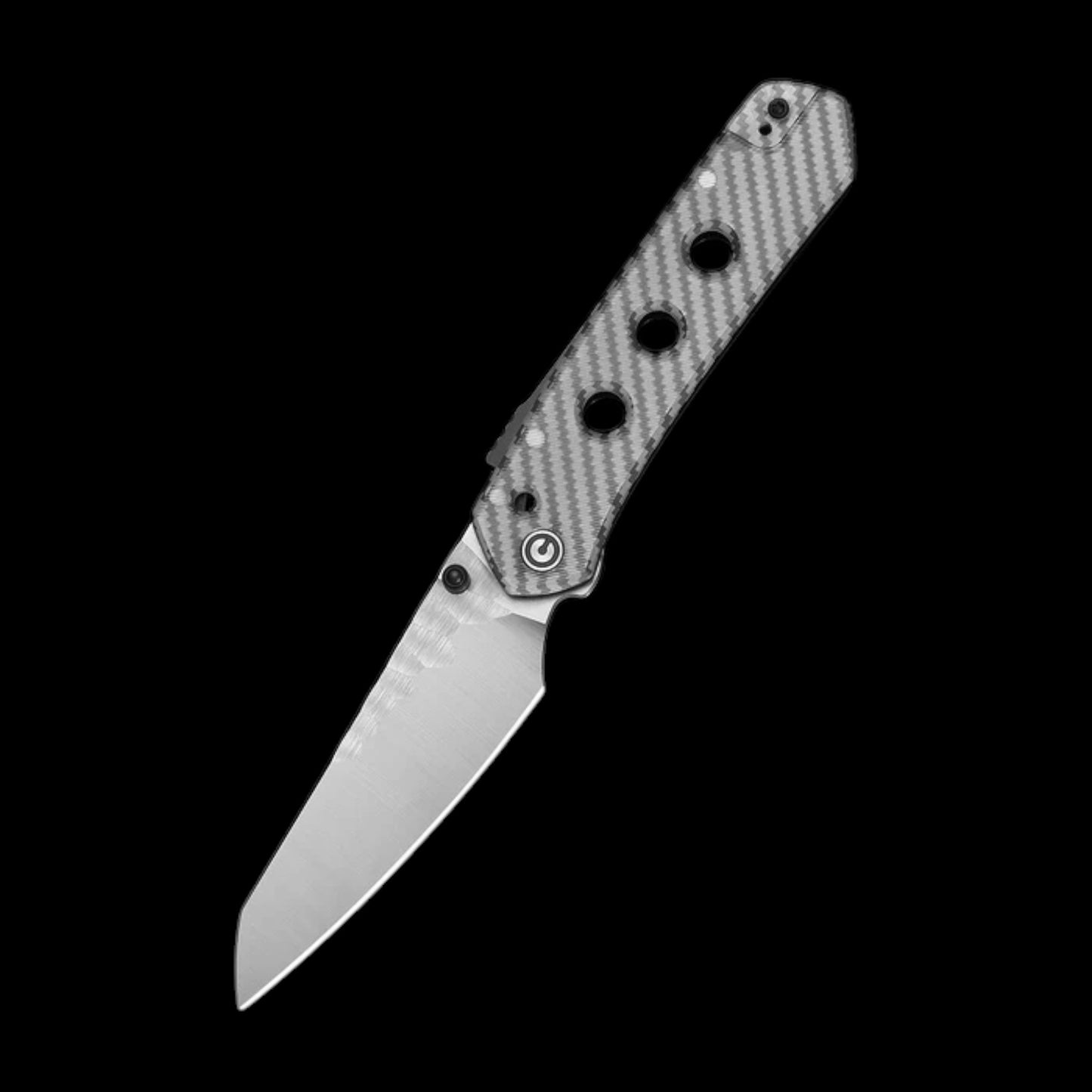 CIVIVI Vision FG Thumb Stud & Superlock Knife Polished Clear Lexan Handle (3.54" Satin Finished Nitro-V Blade With Rock-Grind Pattern) C22036-8