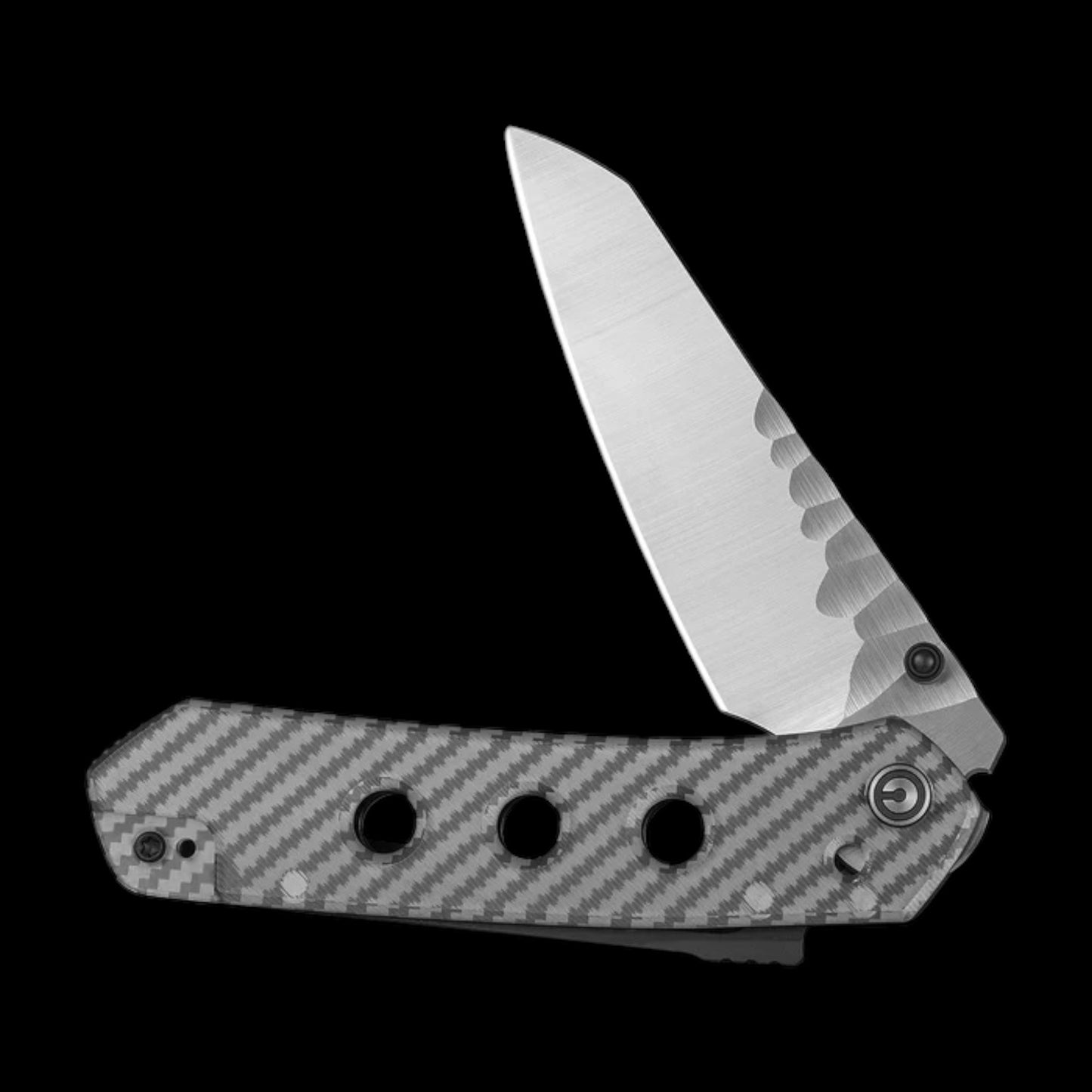 CIVIVI Vision FG Thumb Stud & Superlock Knife Polished Clear Lexan Handle (3.54" Satin Finished Nitro-V Blade With Rock-Grind Pattern) C22036-8