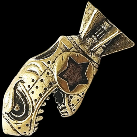 Shark Bomb Bead Brass