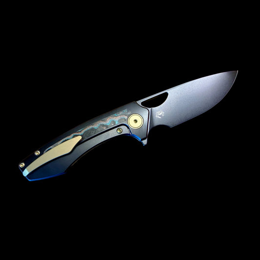 GECKO CUSTOMZ SIKORAE V2 Black PVD Shipwreck Camo CF Handle Flipper Bronze Hardware Black PVD Blade