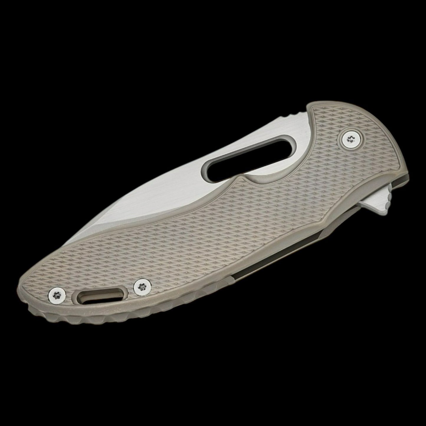 MECHFORCE RICK LALA COLLAB SENTRY FOLDING KNIFE DIAMOND PATTERN TITANIUM HANDLE M390 GREEN ANODIZED POCKET CLIP