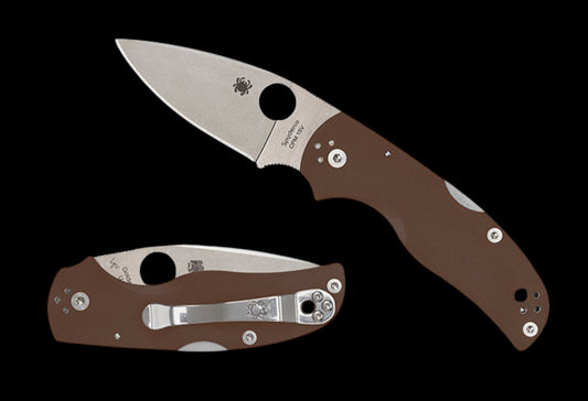 Spyderco Native 5 Sprint Run Folding Knife 2.95" CPM-15V Stonewashed Plain Blade, Brown G10 Handles, Lockback - C41GPBN15V5